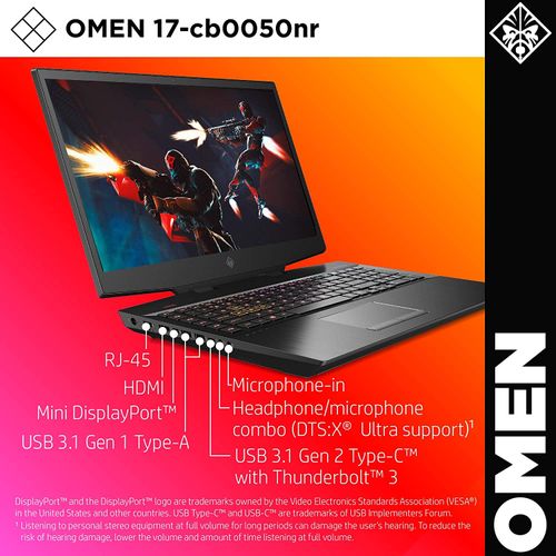 HP OMEN 17t Gaming Laptop - Intel Core I9-9880H - 32GB RAM - 32GB Optane - 512GB SSD + 2TB HDD - 17.3-inch FHD - RTX2080 8GB GPU - Windows 10 - English Keyboard