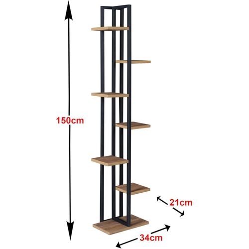 product_image_name-Generic-ان.كاسا حامل زهور سوميرو 7 مستويات مكتبة 150 * 34 21 سم نباتات لغرفة المعيشة الداخلية اسود - خشب الجوز-2