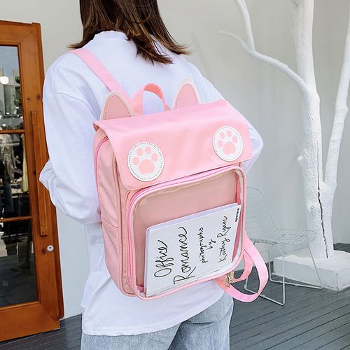 Fashion Black Women Cute Backpacks ITA Bag With Cat Bagging Back Packs Paws School Bag For Teenager Girls Transparent Bookbag Clear Itabag BAA Best Price Online Jumia Egypt