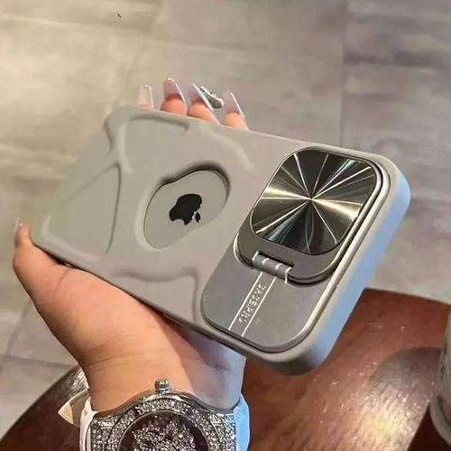 product_image_name-Generic-Durable, shockproof case compatible with iPhone 16 Plus with camera lens mount 3D grip  Logo window  Soft silicone bumper GRAY-2