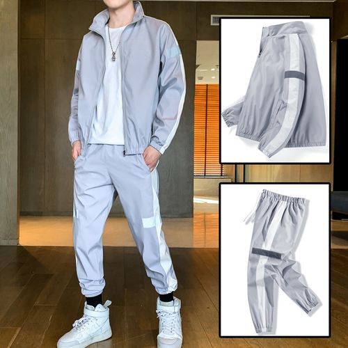 Fashion 2023 New 2 IN 1 Men's Sports Suit Fashion Tooling Casual Suit Black  @ Best Price Online