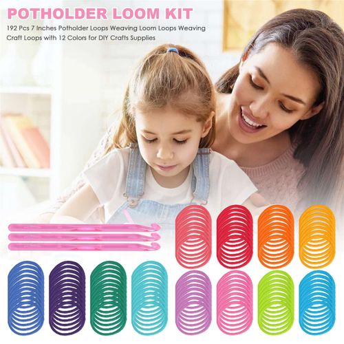 Loom Potholder Loops Weaving Craft Loom Loops, 12 Colors Potholder Loops  Refill for Kids DIY Crafts Supplies, Compatible with 7 Inch Weaving Loom  (192 Pieces) : : Toys