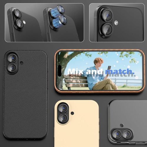 product_image_name-Generic-CloudValley Camera Lens Protection for iPhone 17, (1 Second Installation) Ultra-HD Tempered Glass Case, (Case Friendly) Metal Screen Protector Ring, Black-8