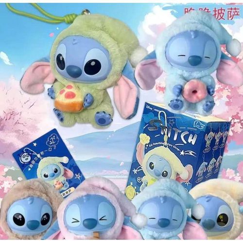 product_image_name-POP MART-(POP MART) Labobo Stitch Mini Plush Toy Soft pink fabric body with a blue vinyl face Sleepy expression and milk bottle accessory String for hanging on bags or display Collectible gift for kids and fans Color may vary Miniature charm-1