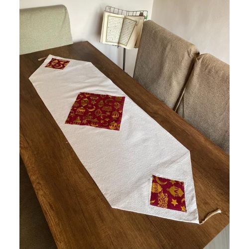 product_image_name-Generic- Ramadan Large  Fabric Linen off - white Tablecloth With Golden prented-2