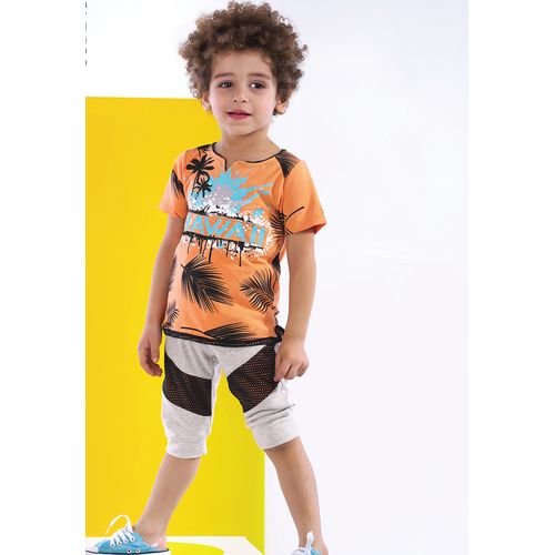 Buy Al Wedad Boys Pajama Set Cotton- 3615 - ORANGE in Egypt