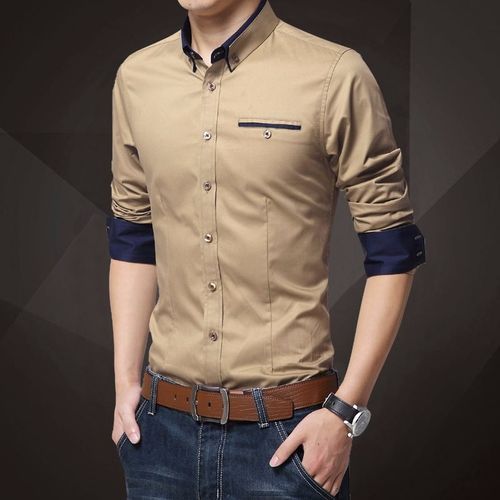 اشتري Fashion New Men Dress Shirts High Quality Business Shirt For في مصر