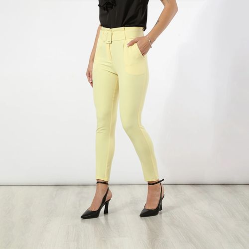 product_image_name-Mr Joe- Skinny Pants With Pockets Yellow For Women-2