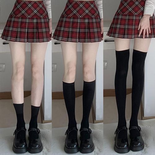 Fashion Solid Color Black White Long Socks Stockings JK Japan Style School Girls  Thigh High Stockings Lolita Kawaii Cute Knee High Socks @ Best Price Online