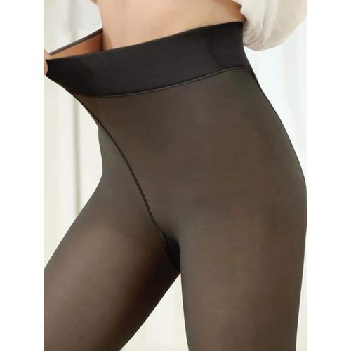 Generic Women's Black Tights With Beige Lining Best Price Online