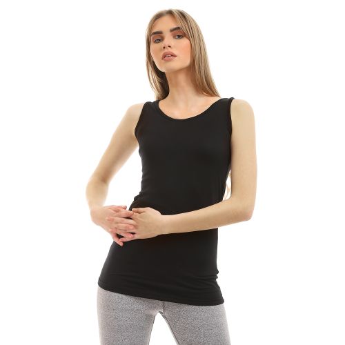 Ravin Summer Solid Sleeveless Basic Black Tank Top