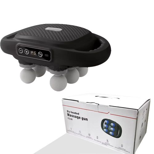 product_image_name-Generic-مسدس مساج لاسلكي قابل لإعادة الشحن مع 6 رؤوس و9 أوضاع وشاشة LCD - رمادي-4