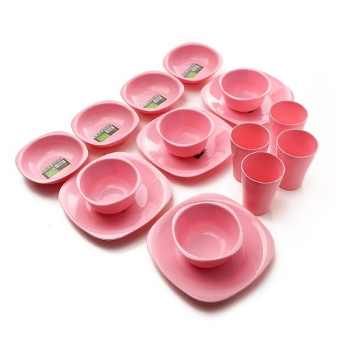 product_image_name-Eco Plast-طقم اطباق عشاء وسط - 16 قطعة - بينك-3