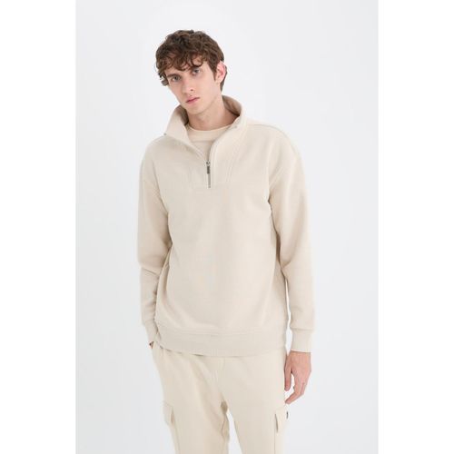 product_image_name-Defacto-Man Relax Fit Stand Collar Zippered Basic Thick Sweatshirt-6