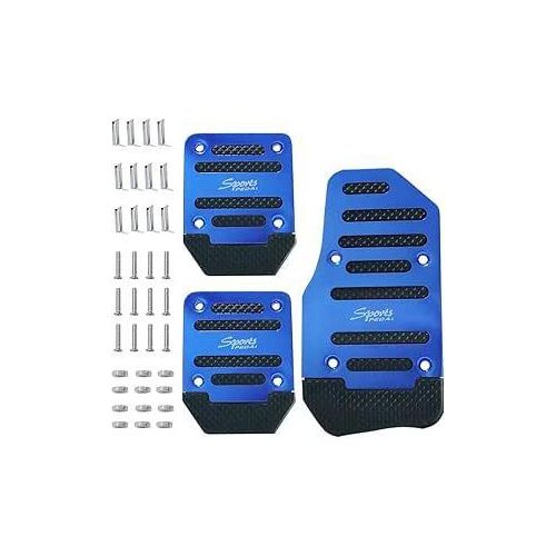 product_image_name-Generic-مجموعة دواسات القدم غير القابلة للانزلاق لدواسة المكابح والغاز، إكسسوارات السيارات متوافقة مع جميع السيارات (مجموعة دواسات يدوية - أزرق - 3 قطع)-1