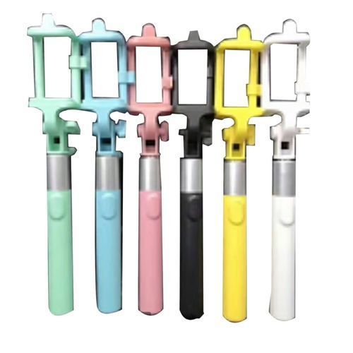 Handhold Self-timer Rod Extendable Stand Wired Mobile هاتف Monopod Blue