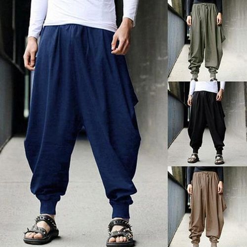 Casual Drawstring Solid Harem Pants