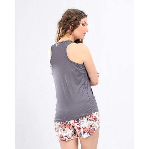 Kady بيجامه فلورال شورت كت - رمادي داكن