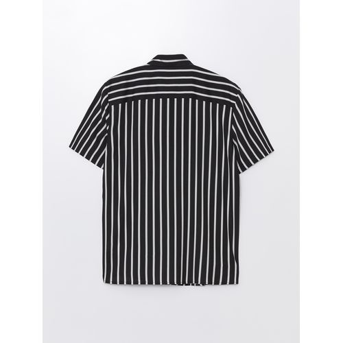 product_image_name-LC Waikiki-Regular Fit Short Sleeve Striped Viscose Men's Shirt-4