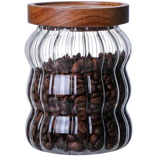 1pc Glass Storage Jar With Acacia Wood Lid, High Borosilicate