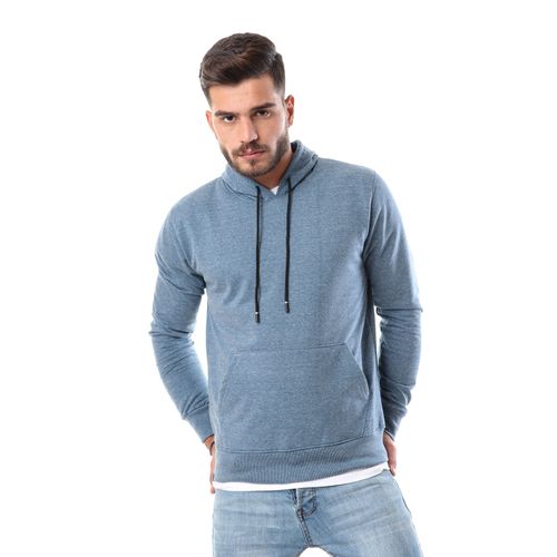 اشتري Izor Plain Cotton Slip On Hoodie - Heather Blue في مصر