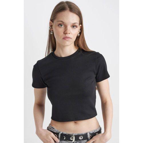 product_image_name-Defacto-Woman Fitted Short Sleeve T-Shirt - BLACK-1