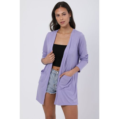 Plain Full Sleeves Cardigan light mauve