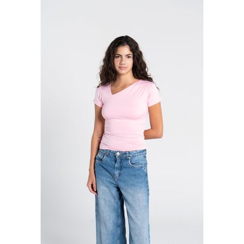 OUTDATED Asymmetrical V Neck Top - Light Pink - image 2