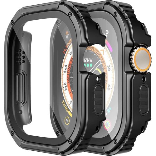 product_image_name-Generic-جراب تين تك المتين لساعة Apple Watch Ultra 2 / Ultra 49mm مع واقي شاشة، غطاء واقٍ متين من سلسلة Quattro Pro المقاومة للسقوط بمواصفات عسكرية، غطاء كامل مقاوم للصدمات (أسود)-1