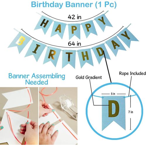 product_image_name-Generic-عدة ديكور بالونات حفلة عيد ميلاد بألوان الأزرق والذهبي والأبيض - 93 قطعة للأولاد والرجال والرجال البالغين والزوج، زينة بموضوع الحجر الصحي/بالون من رقائق، بالون لاتكس معدني، ستارة، لافتة-2