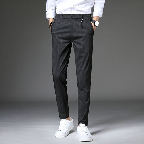 Summer Men's High Waist Straight Business Pants British style Trousers  Korean