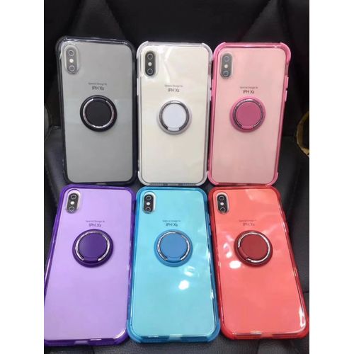 product_image_name-Generic-جراب سيلكون خفيف مزود بحلقة معدن ساند 360 درجة لهاتف ايفون اكس ماكس- PINK-3