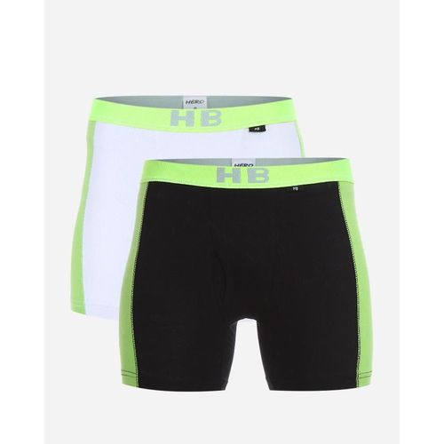 Buy Hero Basic Boxer For Men 95% Cotton 5% Lycra Men Set Of 2 Cotton Boxers - Neon Yellow, Black & White in Egypt