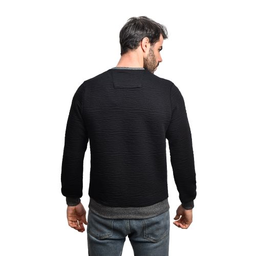 Town Team Chest Logo Round Neck Sweat shirt - BLACK
