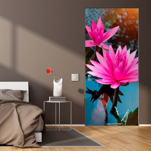 product_image_name-Generic-ملصق حائط ثلاثي الابعاد باب زهور اللوتس على الفرع-1