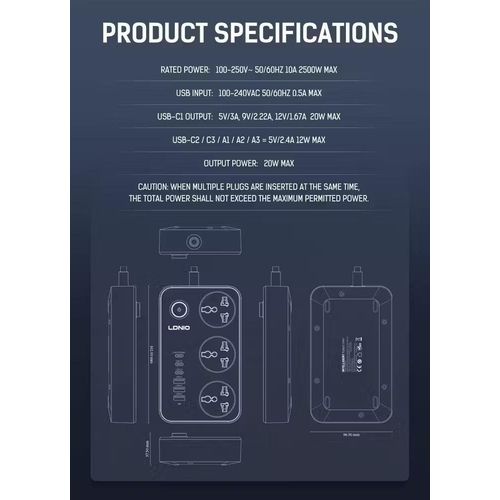 product_image_name-Ldnio-لدنيو SC3604C مشترك عالمي – 3 يو إس بي-إيه + 3 يو إس بي-سي – 2م-7