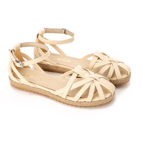 Buy Ice Club Buckle Closure Leather Sandals - Beige in Egypt
