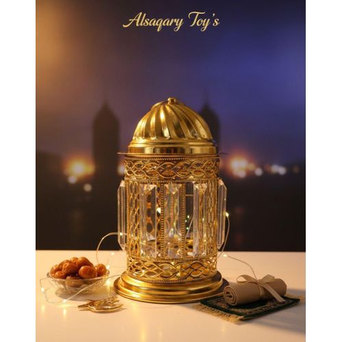 product_image_name-Generic-فانوس ذهبي فاخر يتميز بتصميم أسطواني مع قبة علوية مزخرفة بشكل حلزوني-2