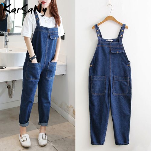 Streetwear Jumpsuit Harem Pants Women Clothing 2023 Summer Loose Denim  Romper Lady Cartoon Patchwork Casual Suspender Trousers - AliExpress