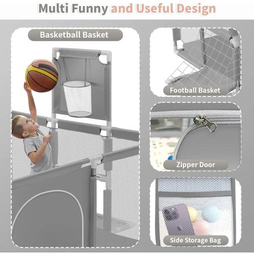product_image_name-Generic-Baby Playpen Fence With Basketball Hoop And 2 Goals (grey)-5