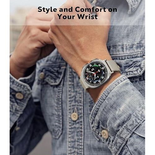 product_image_name-Generic-سوار شبكي مغناطيسي من اكس تيك متوافق مع ساعة سامسونج جالاكسي ووتش 7 الترا 47 ملم، مصنوع من الستانلس ستيل للجنسين، مقاس 15-21.1 سم _ ستارلايت-4