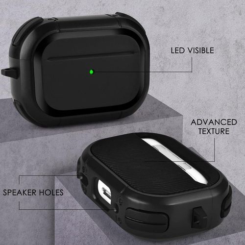 product_image_name-Generic-حافظة حماية متينة  متوافقة مع سماعات ايربودز برو الجيل الثالث (2025)، حافظة حماية صلبة مع سلسلة مفاتيح معدنية لسماعات ايربودز برو 3 (اسود)-2