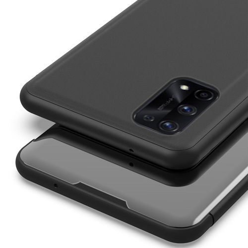 product_image_name-Generic-OPPO Realme 7 Pro Case, Mirror Plating Hard PC +PU Leather Semi-transparent Standing View Case Cover For OPPO Realme 7 Pro / Realme X7 Silver-4