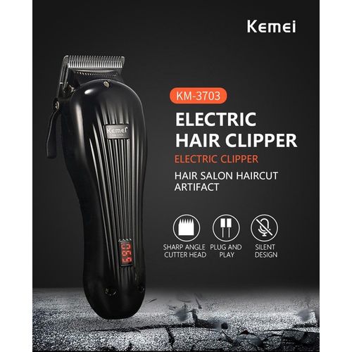 Kemei KM-3703 Charging Electric Hair Clipper - Black