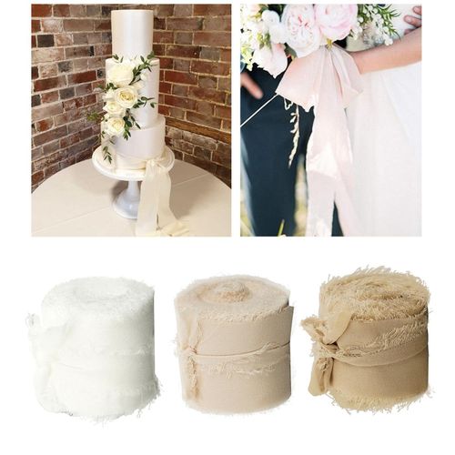 Frayed Edged Wrinkle Chiffon Silk Ribbon Handmade Ripped Wedding Flower  Bouquet