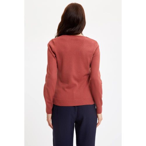 product_image_name-Defacto-Woman V Neck Regular Fit Pullover - D.Rose-3