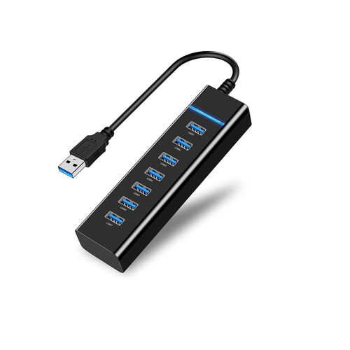 product_image_name-Skytech-موزع سكاي تك USB بـ 7 منافذ، سرعة نقل فائقة 5Gbps، بإضاءة LED وحماية بمصهر - الموديل 307-1