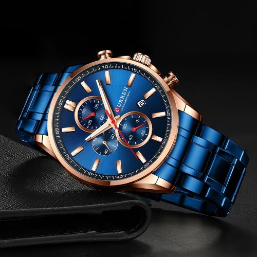 Curren casual sport watches for men blue top brand online luxury military leather wrist watch man clock fashion chronograph wristwatch