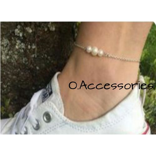 اشتري O. Accessories خلخال سلسله فضي _لؤلؤ ابيض_يمكن التحكم بالمقاس في مصر