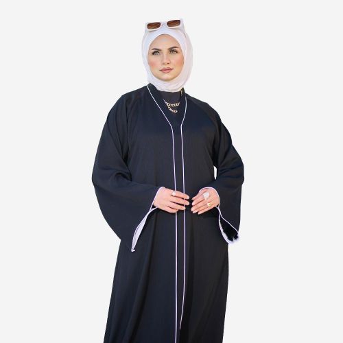 product_image_name-Generic-عباية كوريشة ملكي بتحديد أبيض راقي - أسود-1